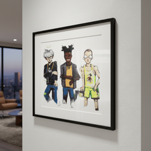 Hebru Brantley - Three the Hard Way 2017 framed